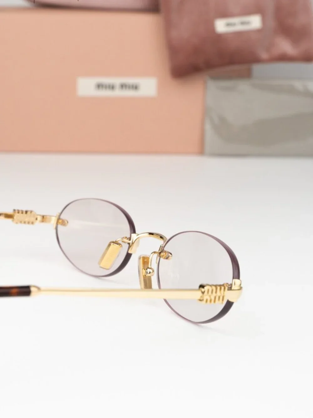 Miu Miu Women Eyeglasses Gold Clear Oval Rimless MUA54S 5AK08N NEW AUTHENTIC